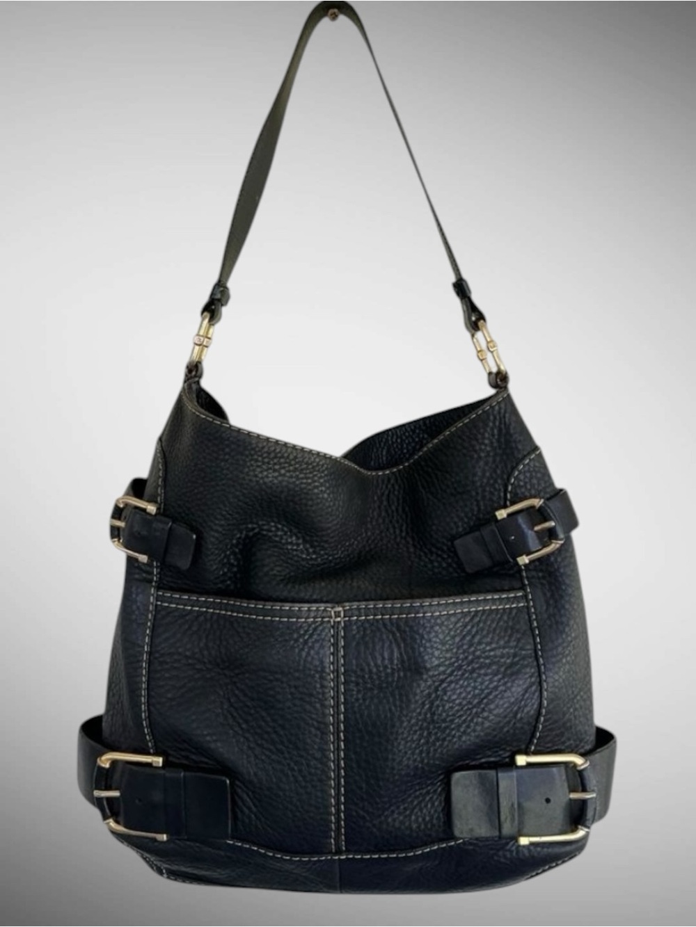 Michael Kors Yacht Club Leather Hobo Shoulder Bag Black